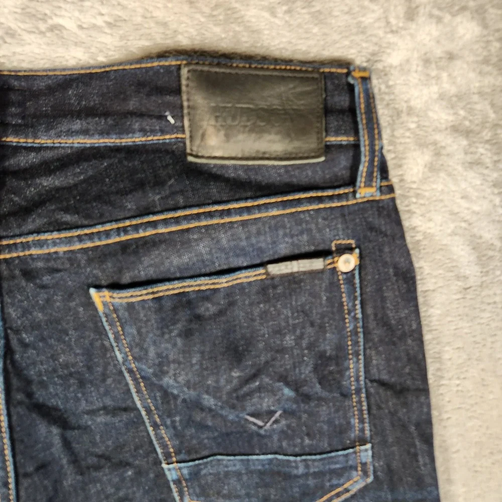 Hudson Blake Slim Straight Jeans Mens 32 Dark Indigo Excellent Stretch Denim